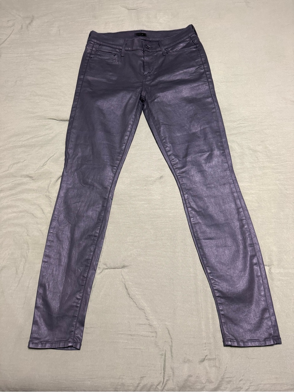 Mother Shimmery black Coated Skinny Jeans size 28